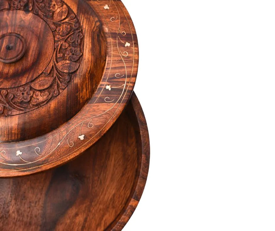 Rustic Wooden Carved Hot Pot