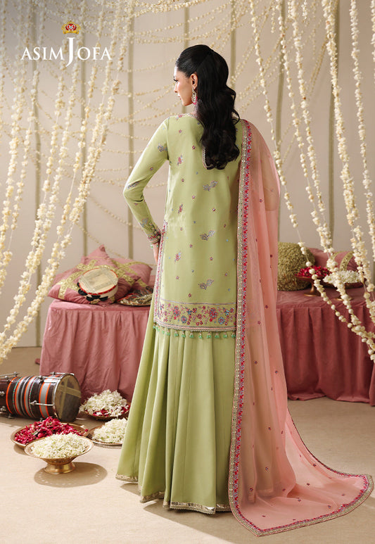 AJUFC-02 Embroidered Spun Raw Silk Unstitched 3 Pcs