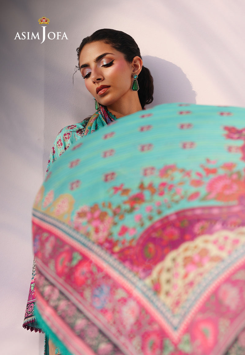 AJUC-04 Printed Katan Silk Unstitched 3 Pcs