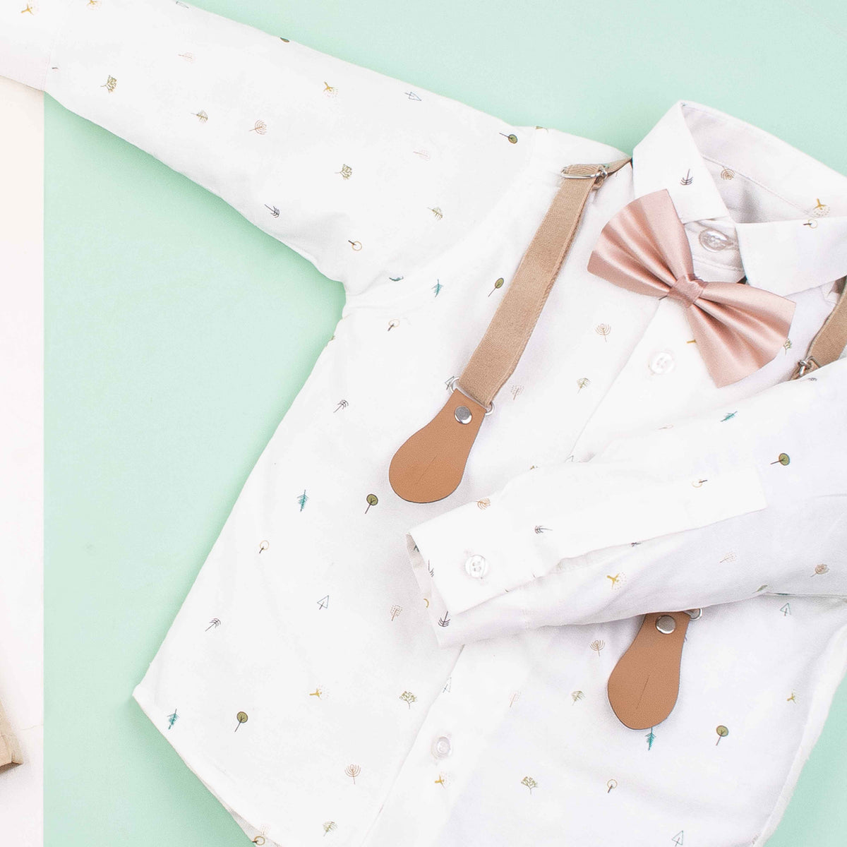 baby boy 4 Piece Formal Set White Irish Print