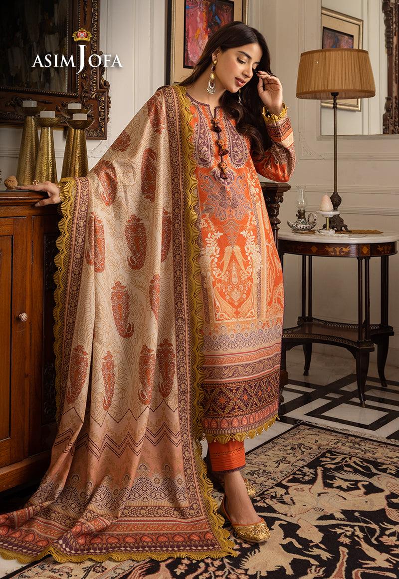 AJIWP-12 EMBROIDERED KHADDAR STITCHED 3 PCS