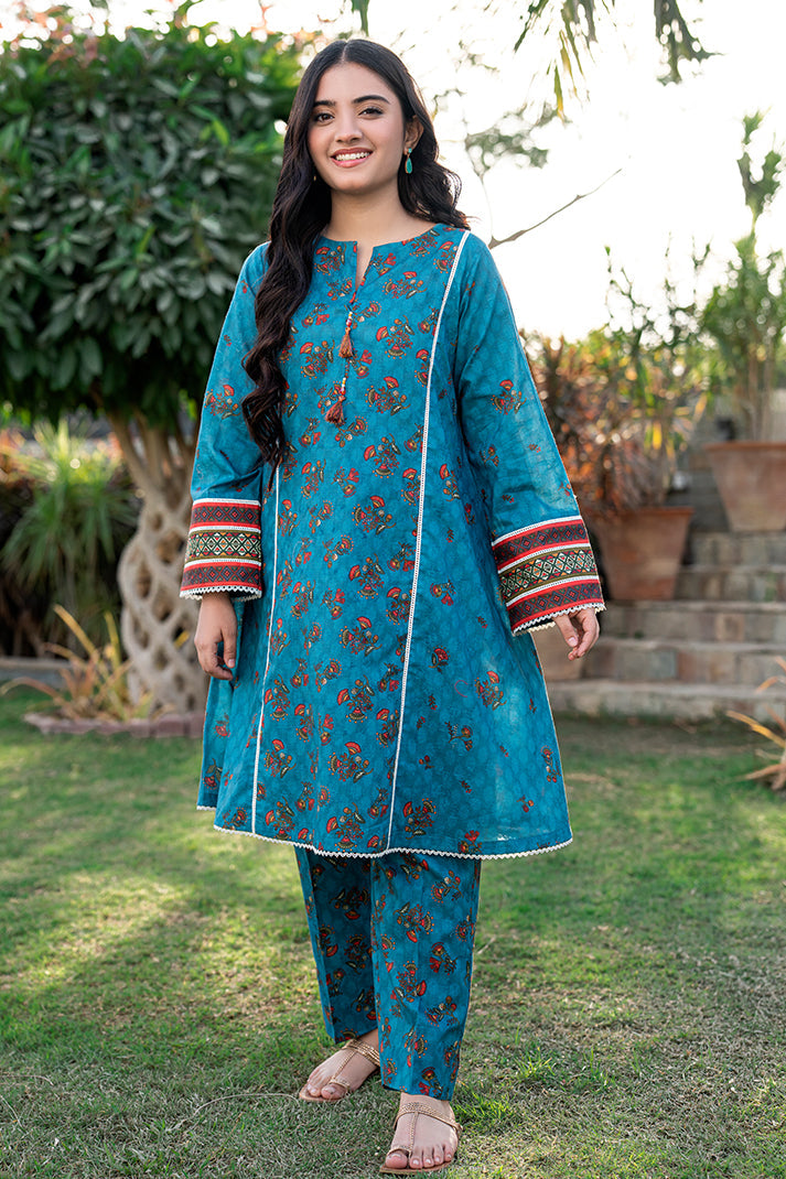 T-ALPRTW-029, All over printed dress with the pear of frock and trouser