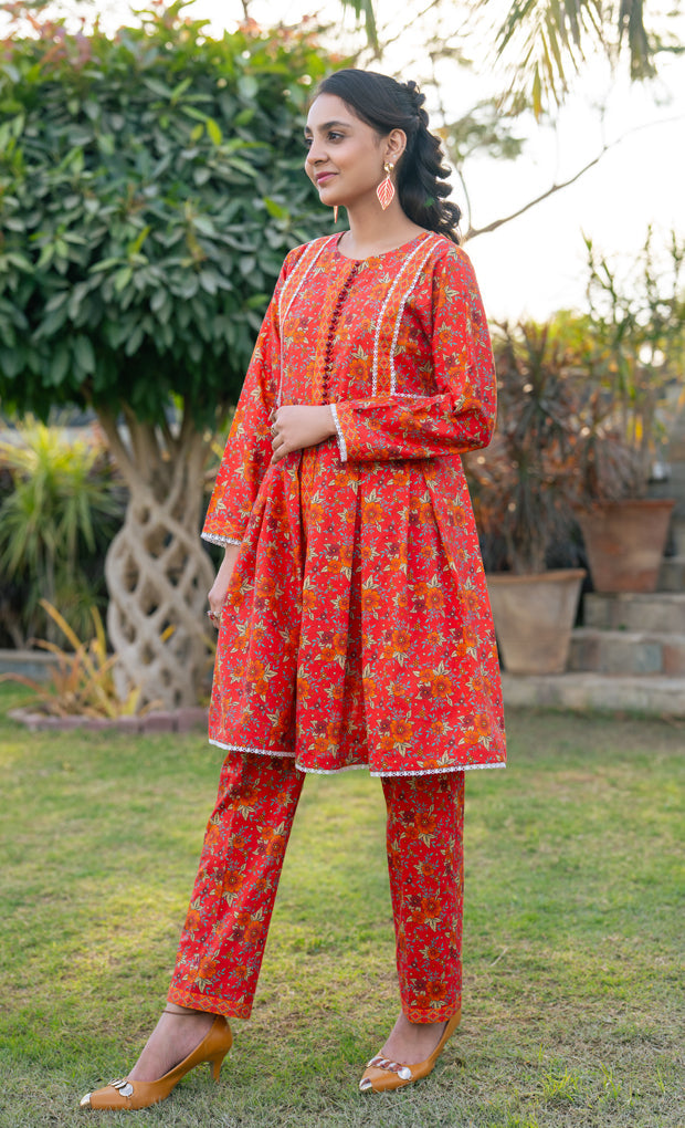T-ALP-RTW-036, TABLE PRINT FROCK AND STRAIGHT TROUSER