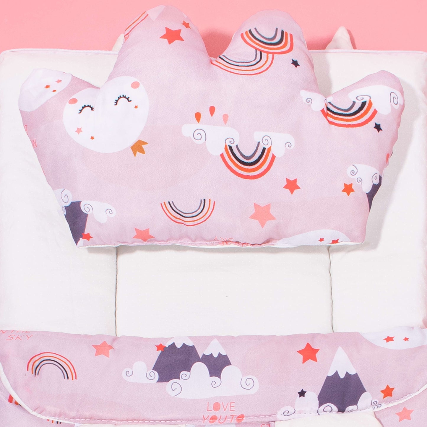 Baby Girl 2 Piece Carrynest Pink Crown Style Pillow