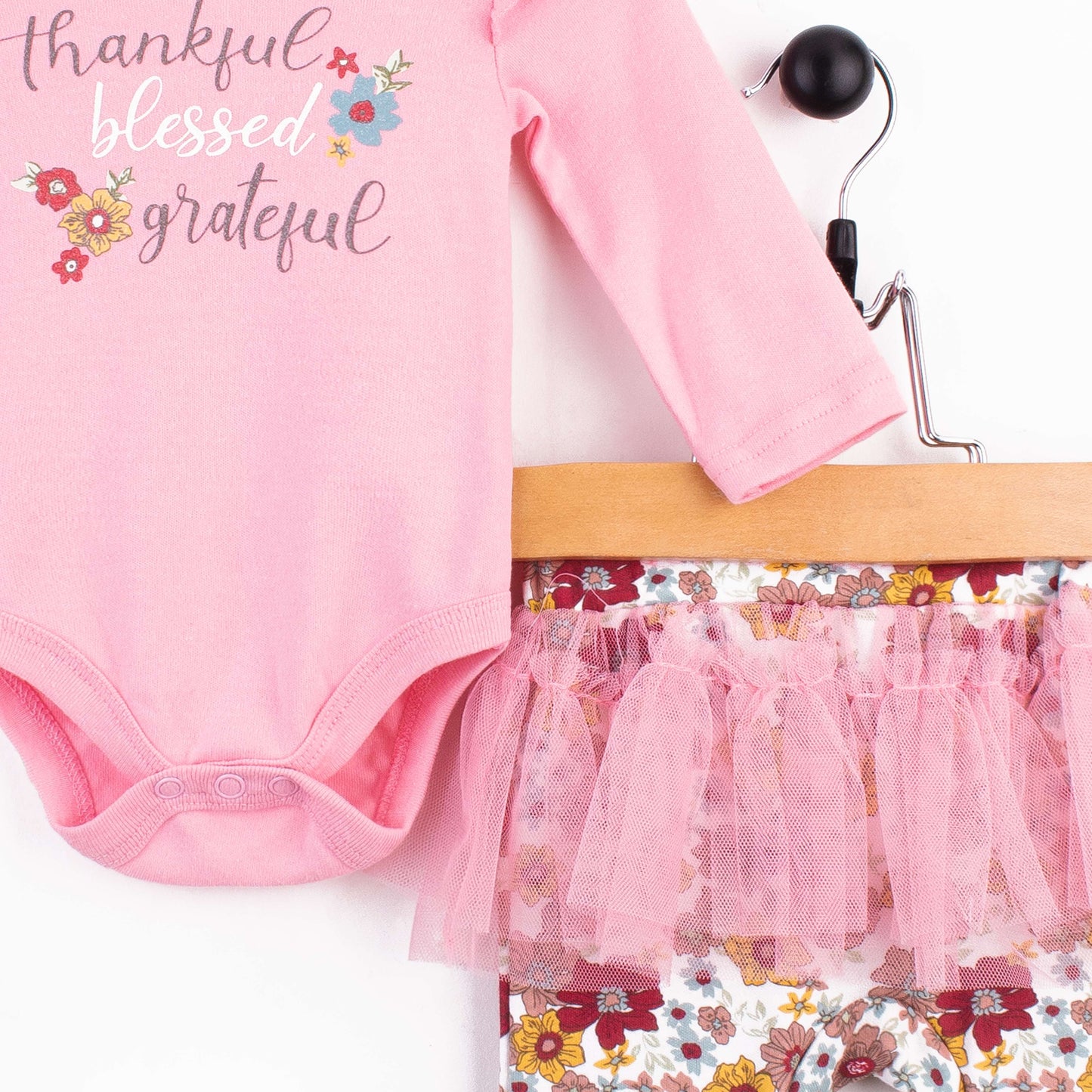 Baby Girl 4 Piece Set Pink Grateful Print