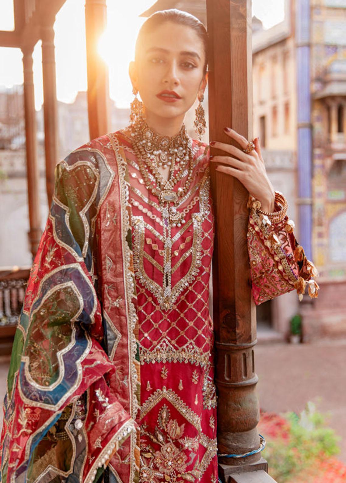Zarlish by Mohsin Naveed Ranjha Embroidered Organza Suits Unstitched 3 Piece MNR22Z ZWU22-16 Naseebo Laal - Festive Collection