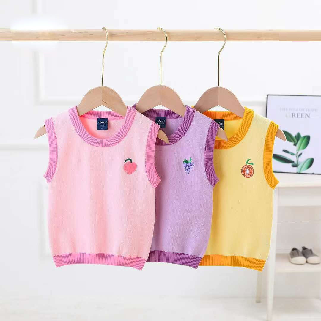 Baby Girl Sleeveless Fruits Sweater Multiple Color