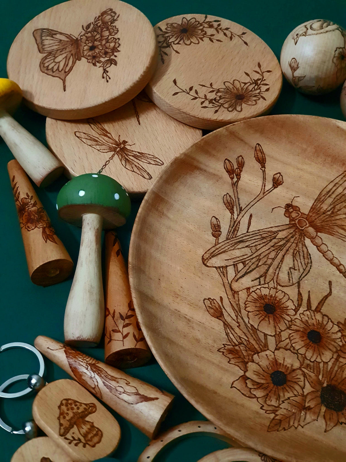 Wood Burned Dragonfly Platter