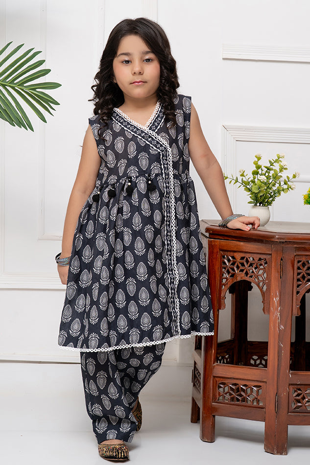 Cord-023B, Anrakha Frock With Trouser, 2piece printed