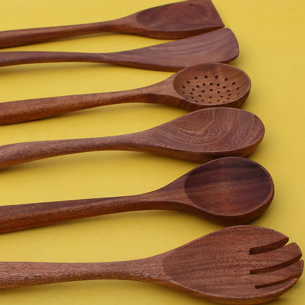 Best Quality 6 Pcs New Wooden Cooking Spoon Set