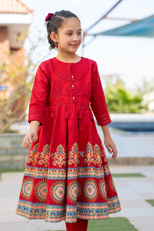 SFC-182, Embroidered Shirt And Table Print Pannles With The Pair Of Stright Trouser