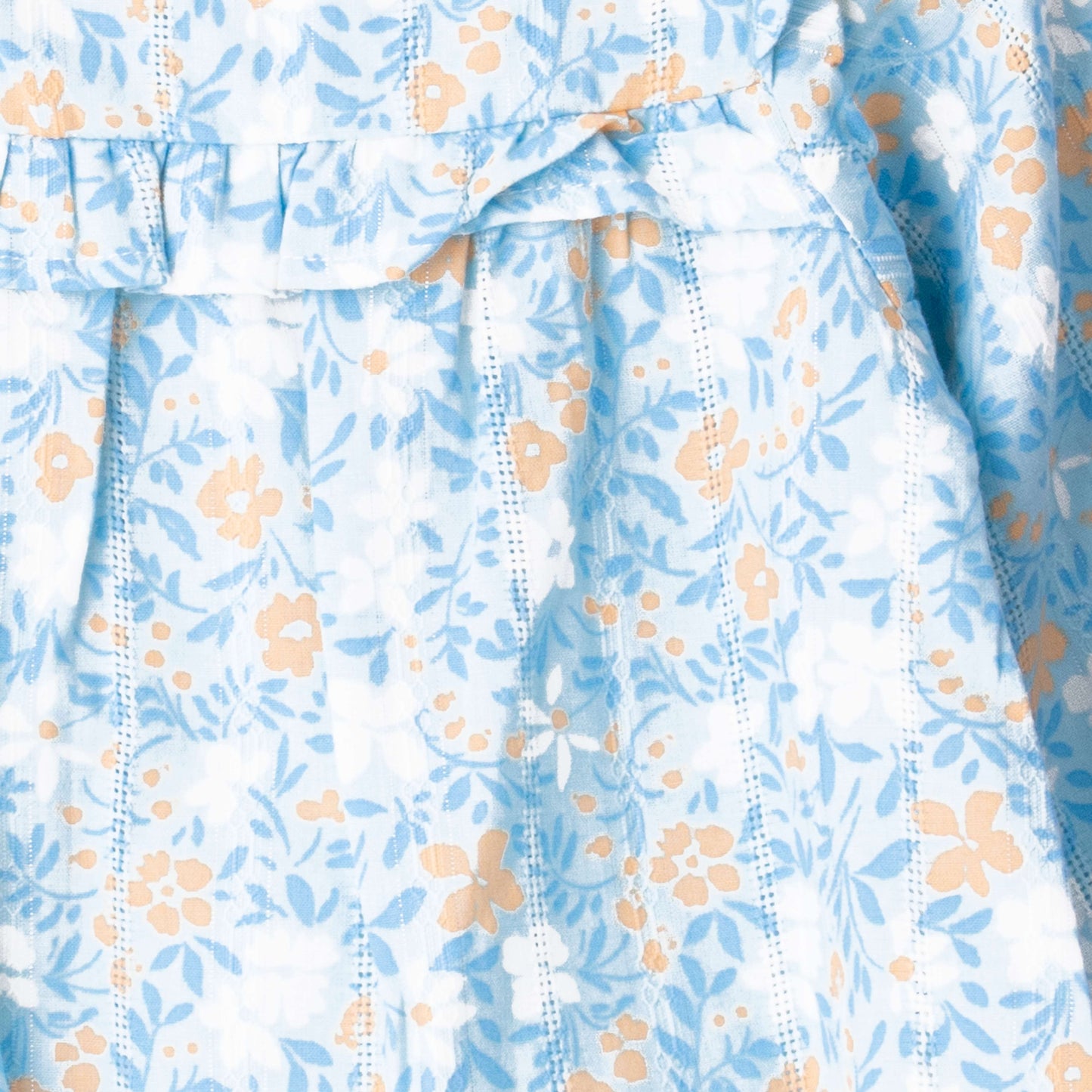 Baby Girl Full Sleeves Top Blue Small Flowers Print