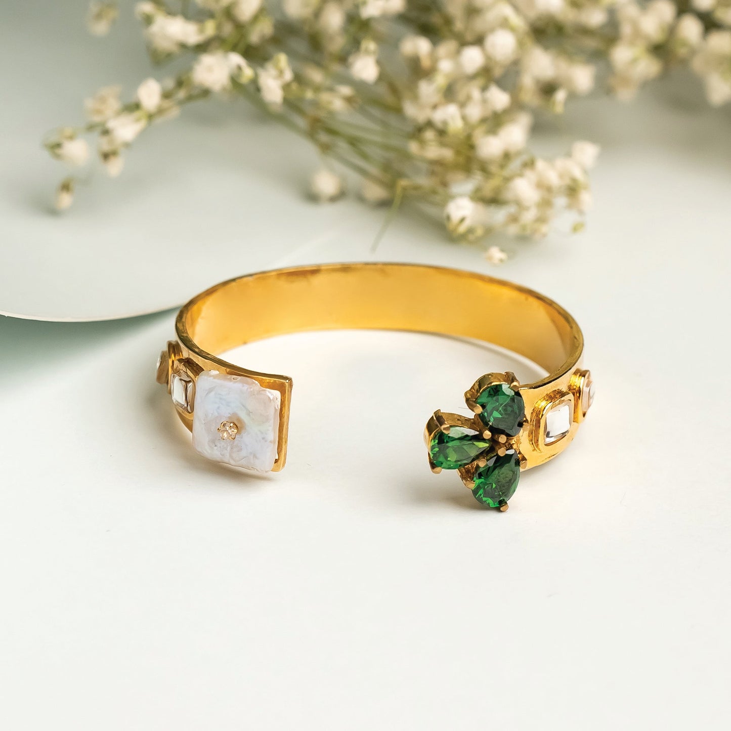 Dangling Greens Cuff Bracelet