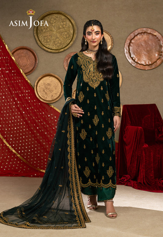 AJUMV-05 Embroidered Velvet Unstitched 3 Pcs