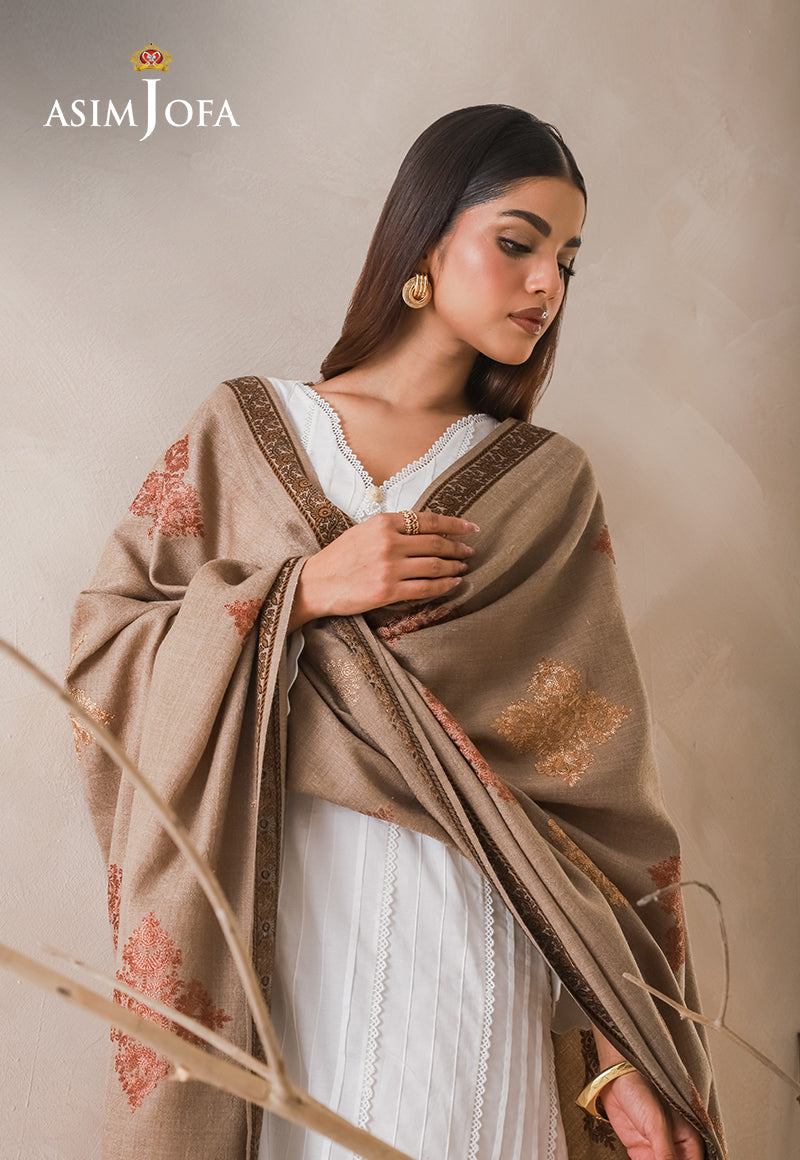 AJHS-17 EMBROIDERED JACQUARD SHAWL 1 PC