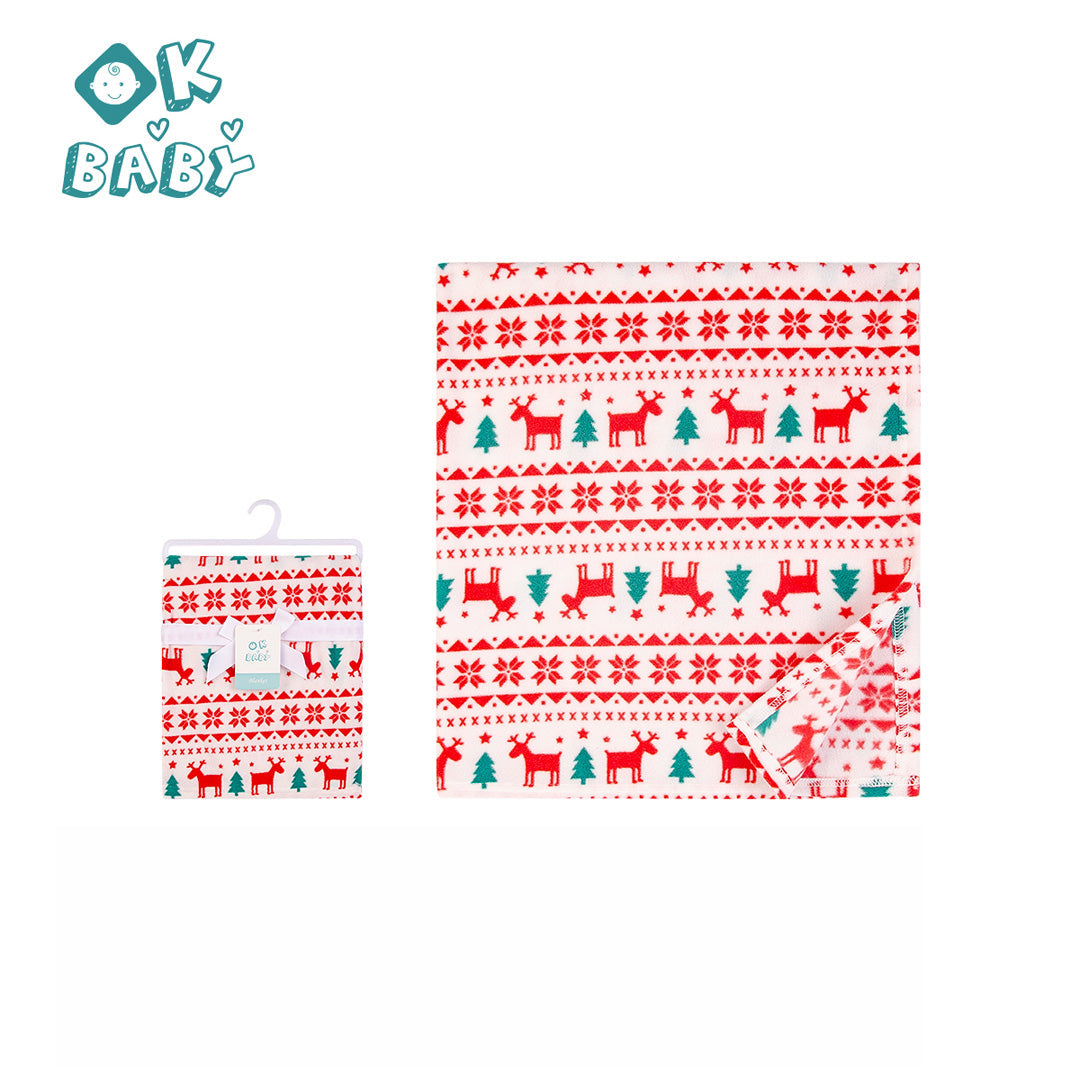 OK Baby Rucervus Red & Green Blanket