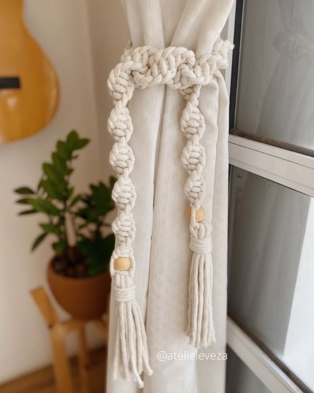 Macrame Curtain Tiebacks – Boho Rope Curtain Holders