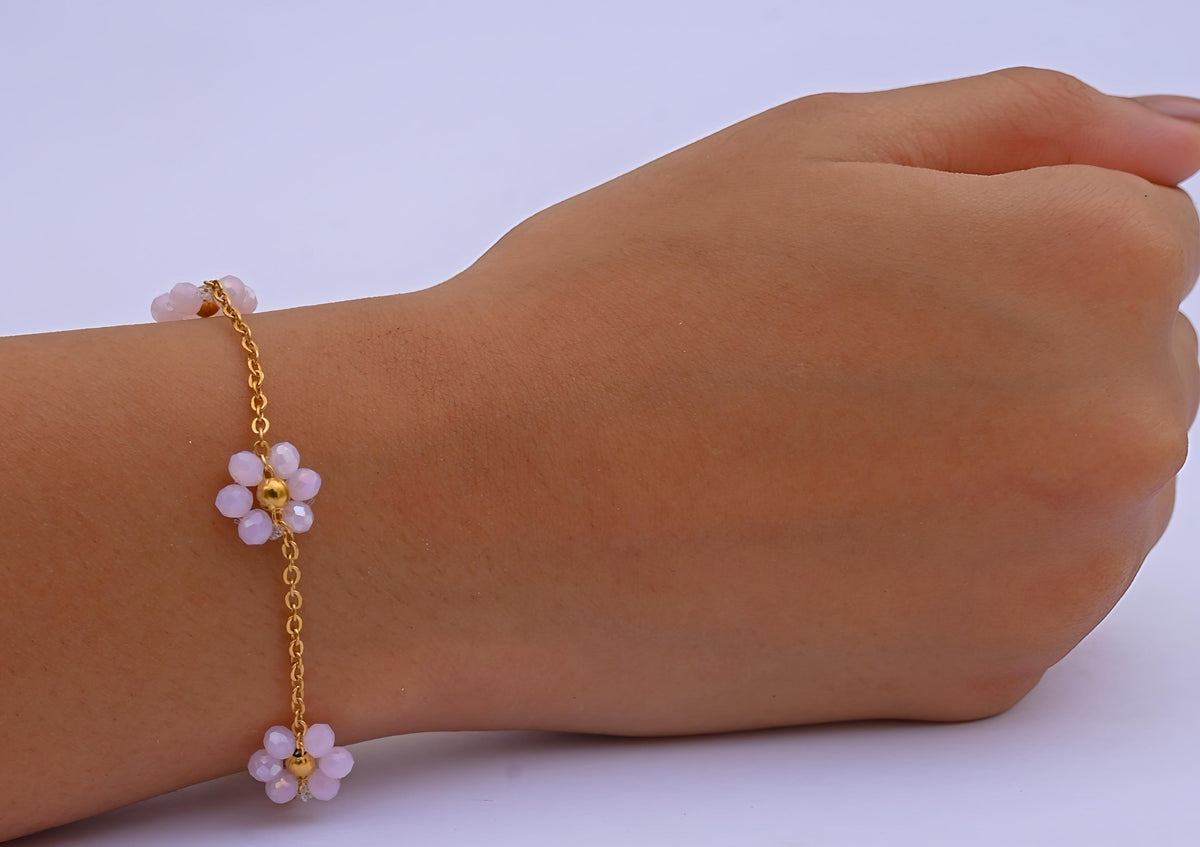 Blooming Beads Bracelet Pink Gold