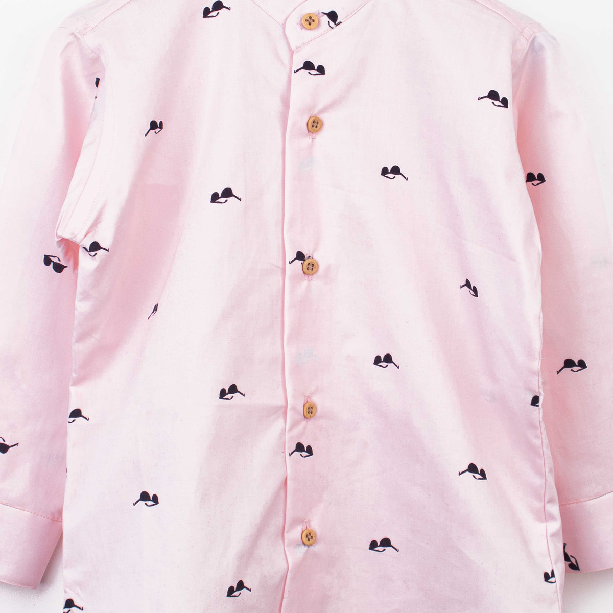 Baby Boy Full Sleeves Pink Shirt Glasses Print