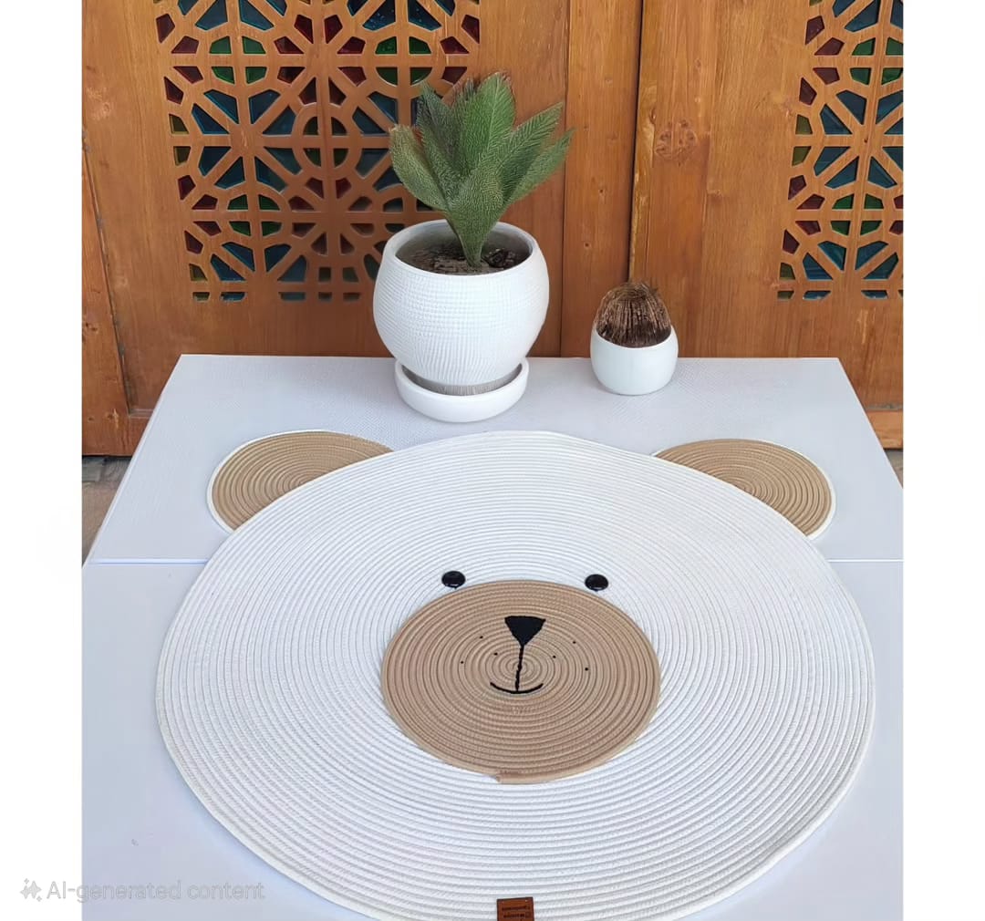 Adorable Cotton Rope Bear Rug 3 Feet Kids Room Play Mat for Nursery & Decor
