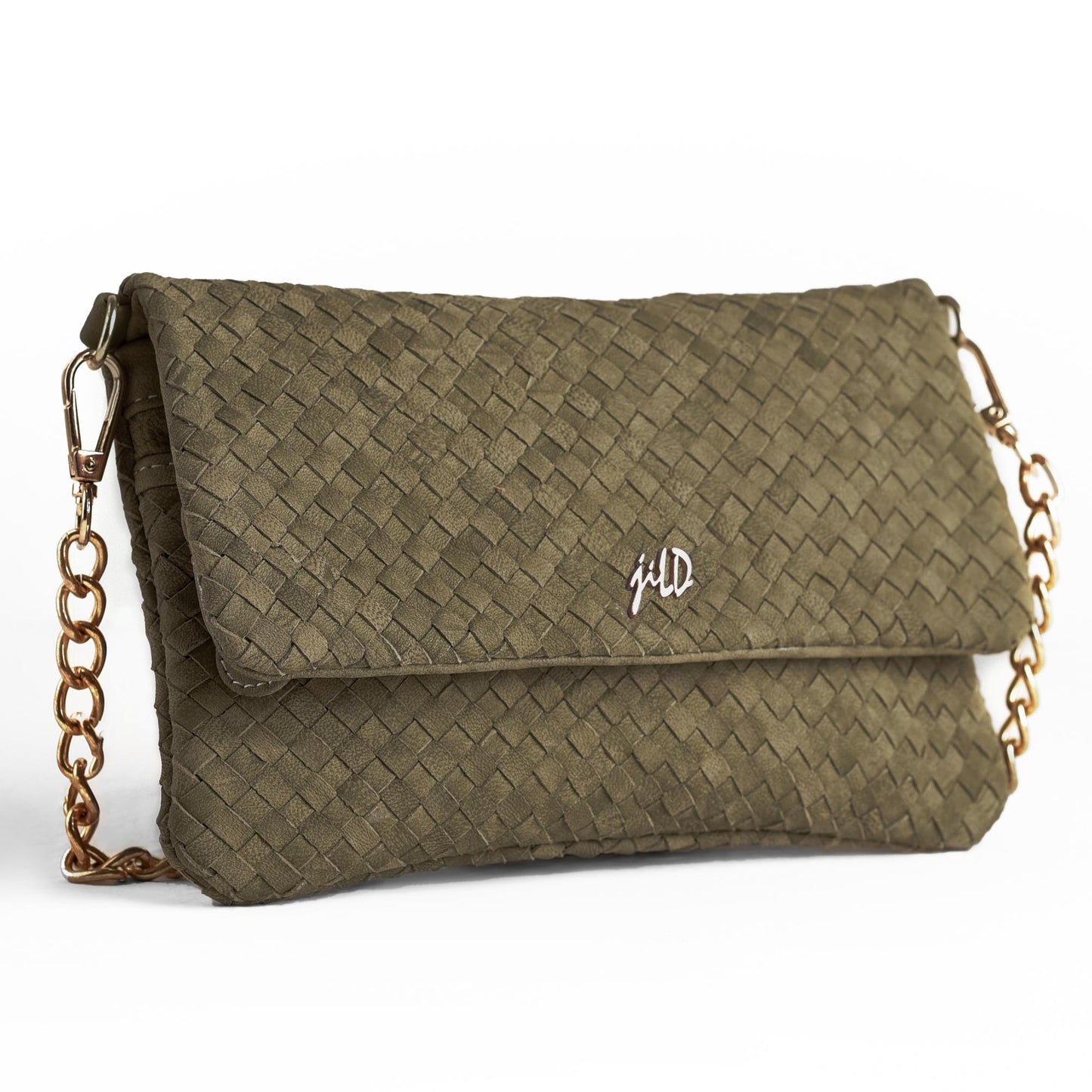 Woven Dreams Fold Over Cross Body Leather Clutch- Purple