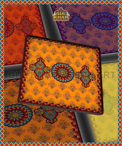 Red & Blue Motif Printed Coaster Design