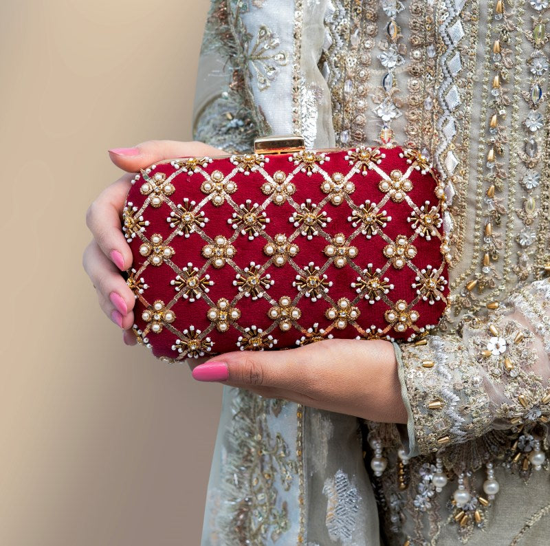 Koyal Maroon Clutch