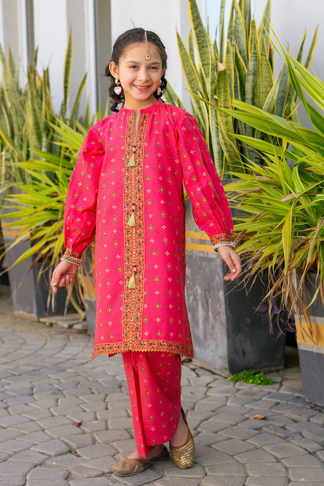 K-SFC-016, Screen gold PRINTED SHIRT AND PLAZZO
