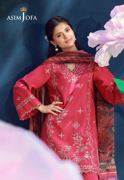 AJMUB-12 Embroidered Cambric Unstitched 3 Pcs