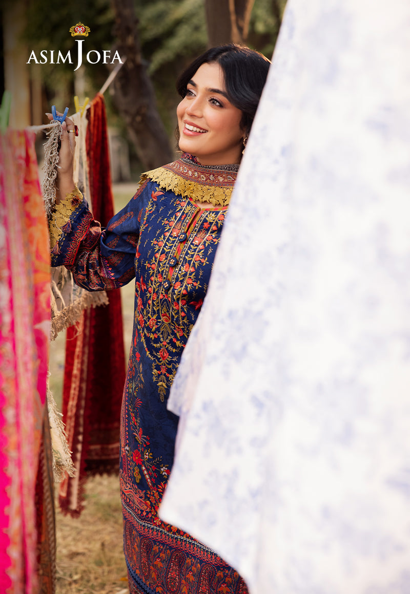 AJUBJ-08 PRINTED EMBROIDERED LAWN 3 PC