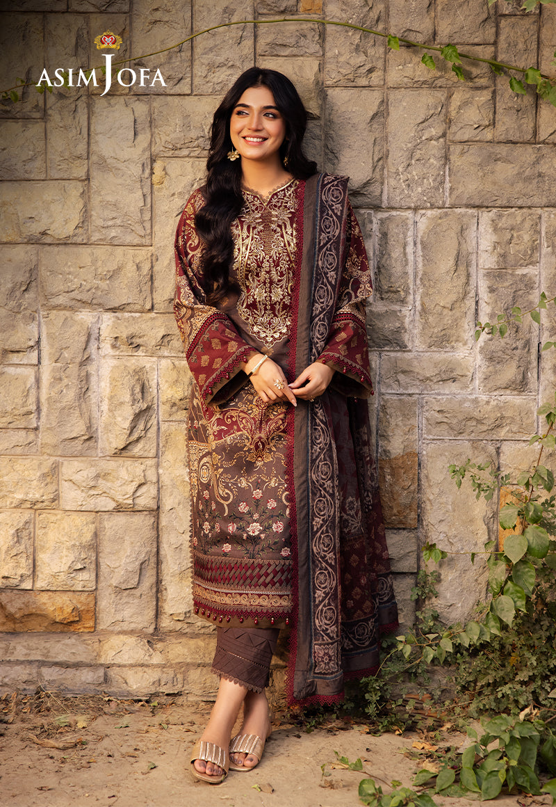 AJUBJ-01 PRINTED EMBROIDERED LAWN 3 PC