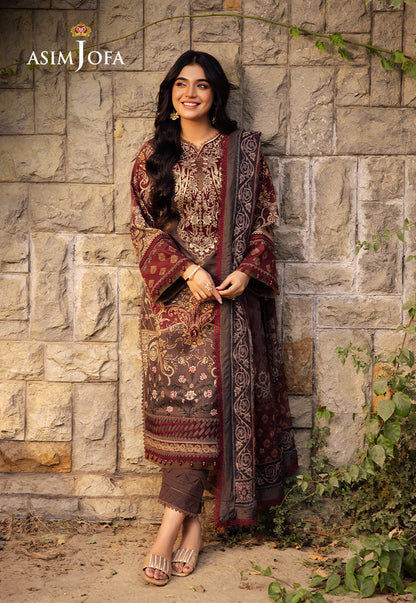 AJUBJ-01 PRINTED EMBROIDERED LAWN 3 PC