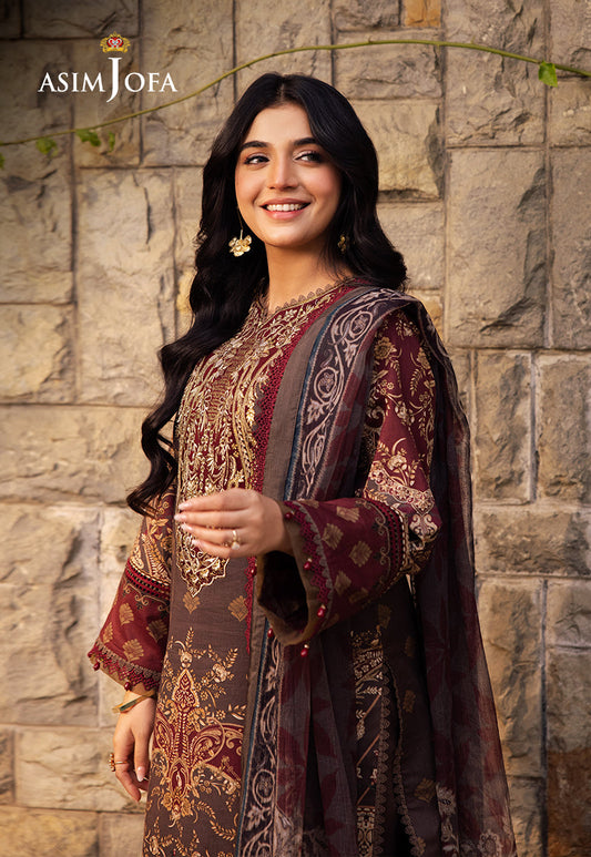 AJUBJ-01 PRINTED EMBROIDERED LAWN 3 PC
