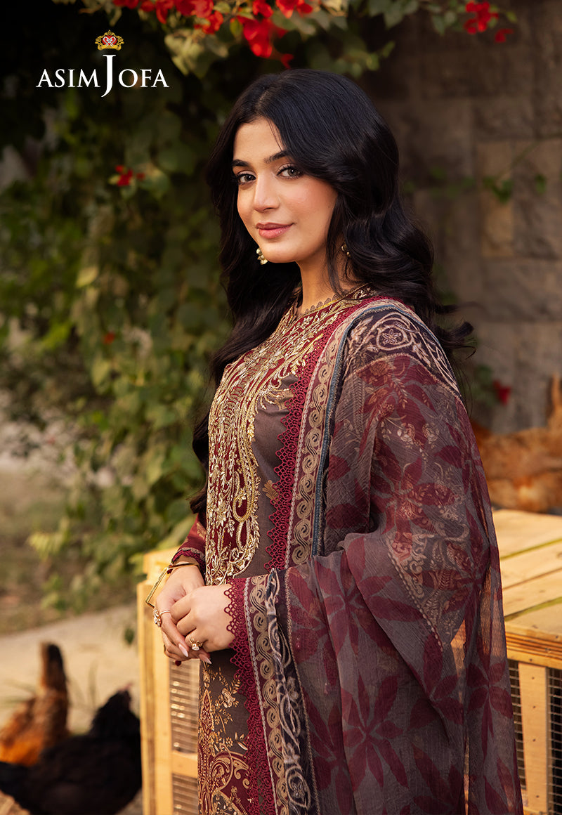 AJUBJ-01 PRINTED EMBROIDERED LAWN 3 PC
