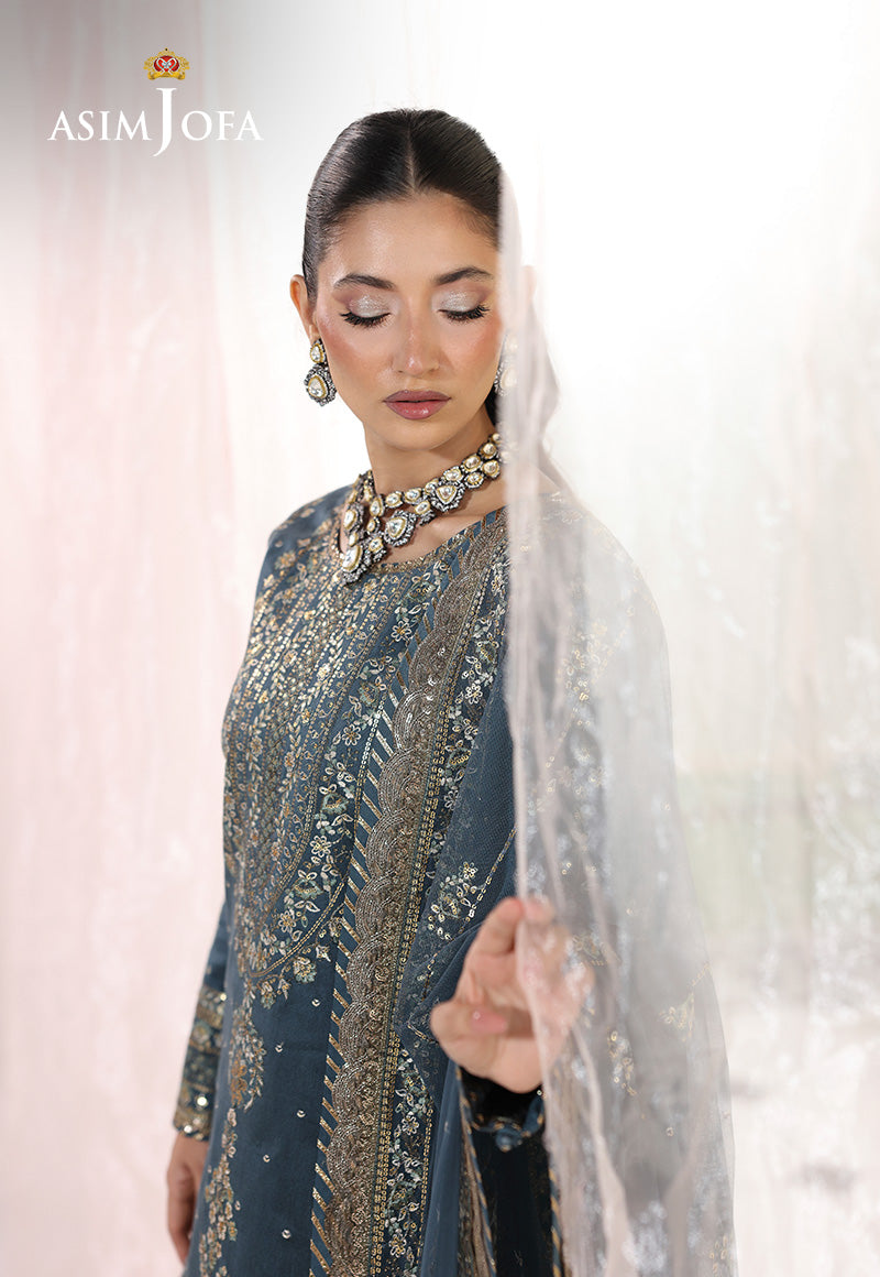 AJUEV-08 EMBROIDERED COTTON NET UNSTITCHED 3 PCS