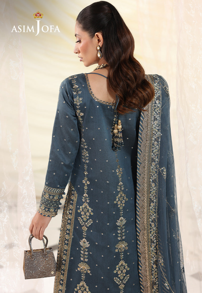 AJUEV-08 EMBROIDERED COTTON NET UNSTITCHED 3 PCS