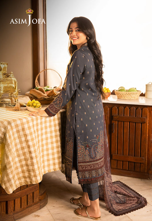 AJUBJ-04 PRINTED EMBROIDERED LAWN 3 PC