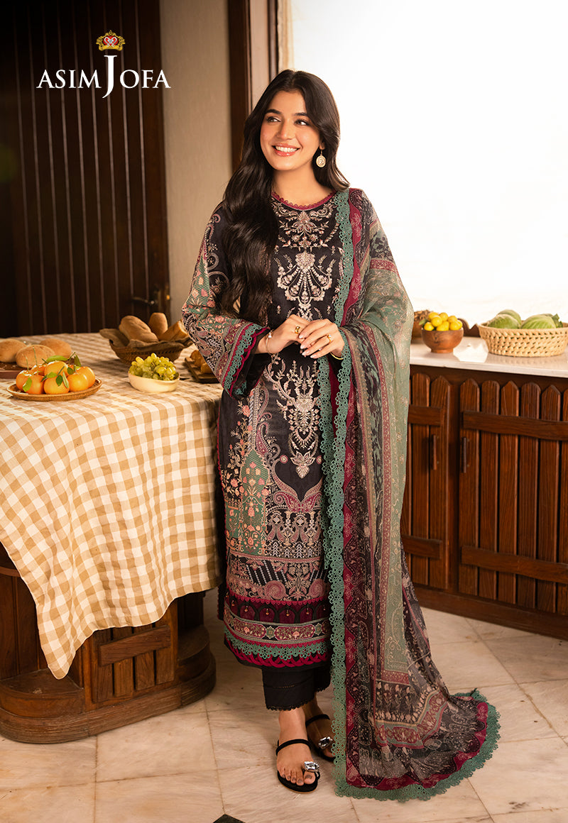 AJUBJ-03 PRINTED EMBROIDERED LAWN 3 PC