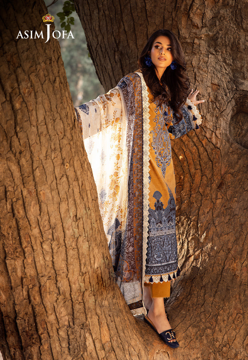 AJUBJ-10 PRINTED EMBROIDERED LAWN 3 PC