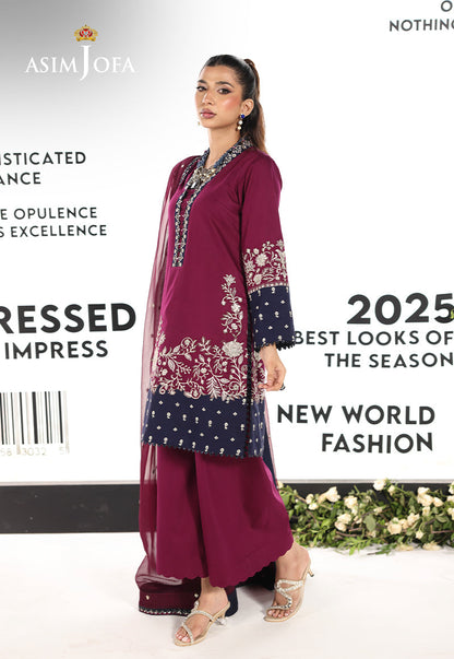 AJUEV-02 EMBROIDERED SILK UNSTITCHED 3 PCS