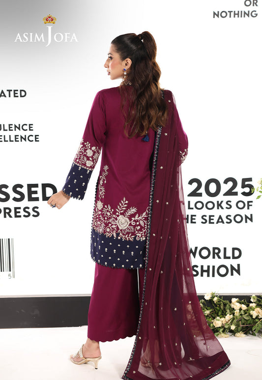 AJUEV-02 EMBROIDERED SILK UNSTITCHED 3 PCS