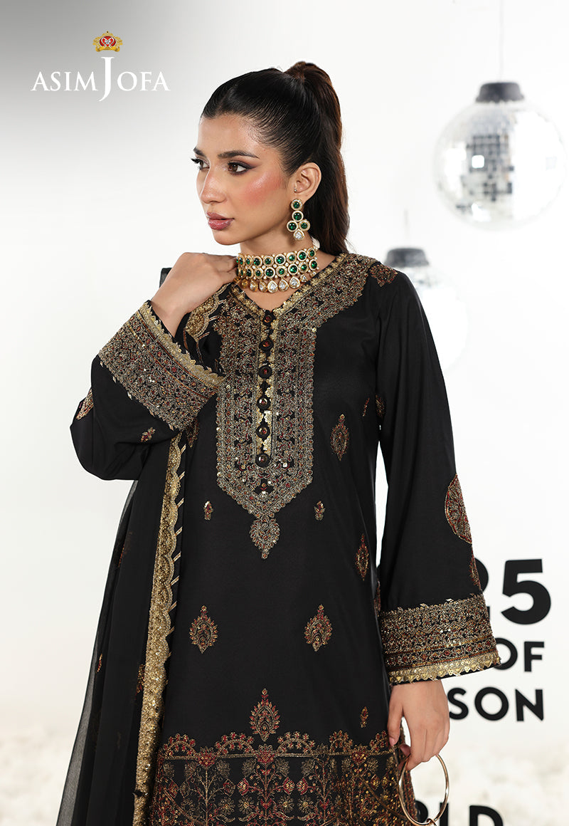 AJUEV-18 EMBROIDERED SILK UNSTITCHED 3 PCS