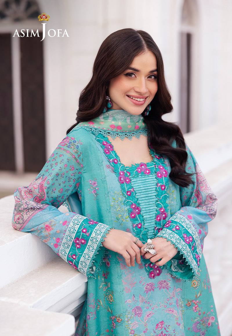 AJRS-04 DIGITALLY PRINTED EMBROIDERED RAW SILK 3 PCS