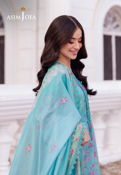 AJRS-04 DIGITALLY PRINTED EMBROIDERED RAW SILK 3 PCS