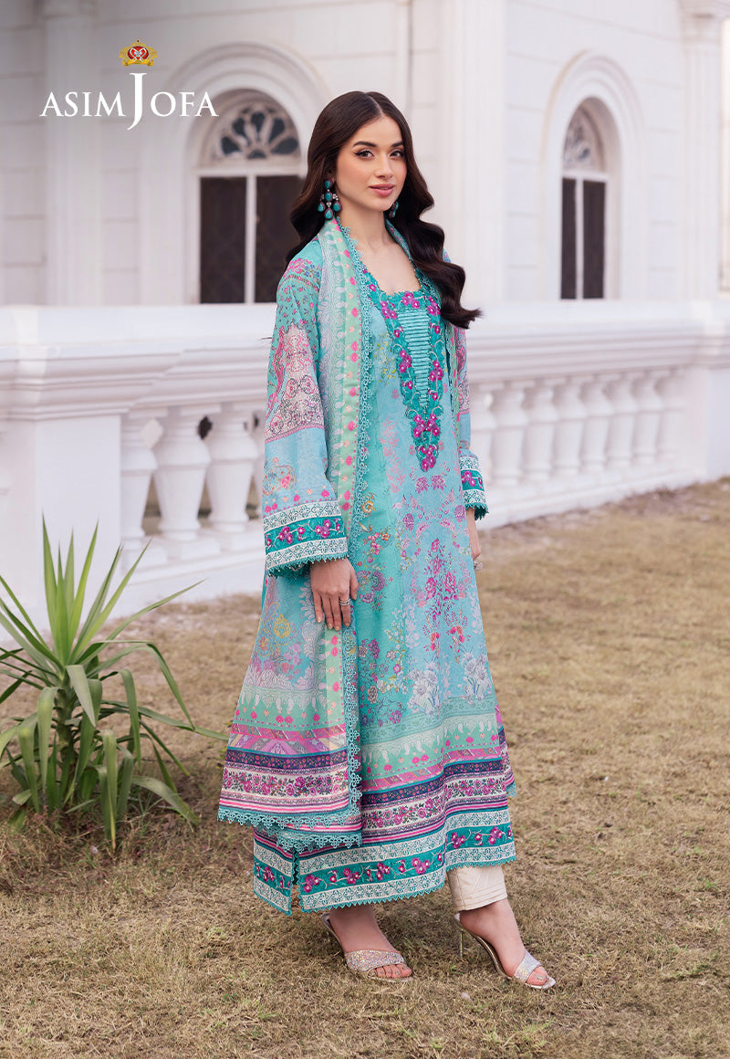 AJRS-04 DIGITALLY PRINTED EMBROIDERED RAW SILK 3 PCS