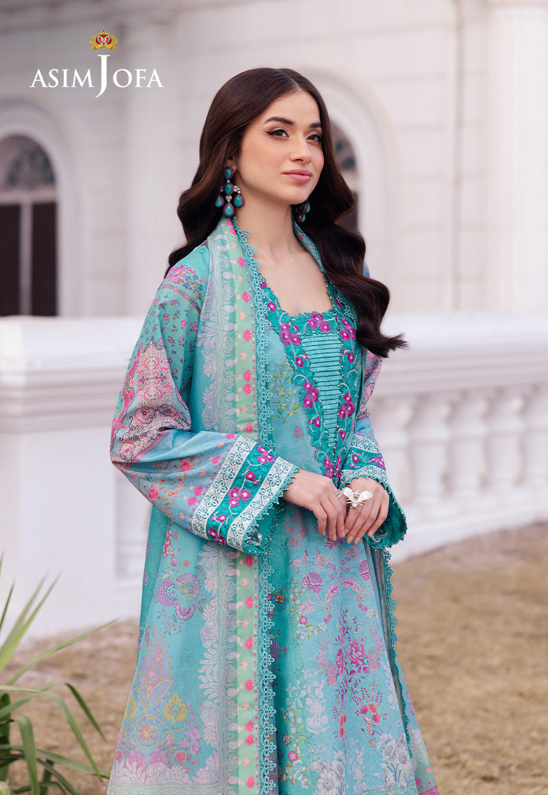 AJRS-04 DIGITALLY PRINTED EMBROIDERED RAW SILK 3 PCS