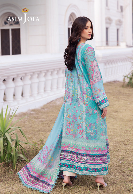 AJRS-04 DIGITALLY PRINTED EMBROIDERED RAW SILK 3 PCS