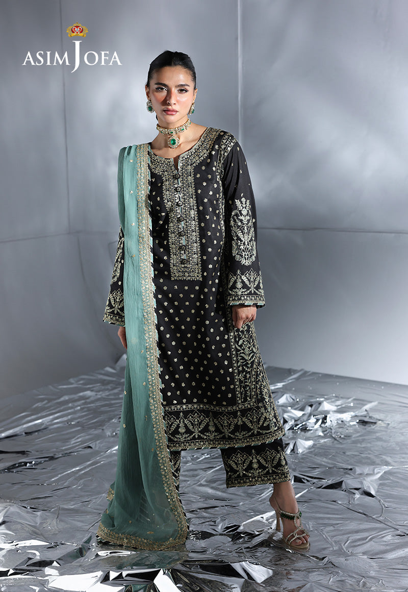 AJUEV-13 EMBROIDERED SILK UNSTITCHED 3 PCS