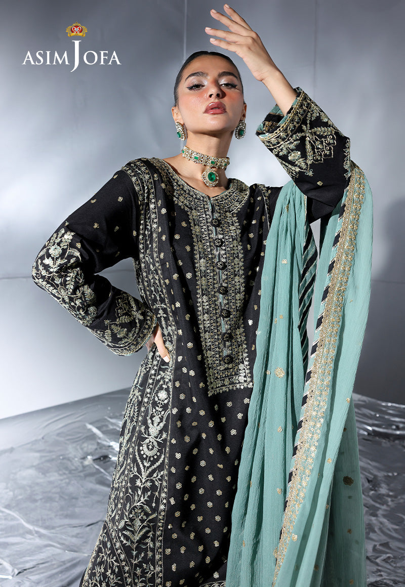 AJUEV-13 EMBROIDERED SILK UNSTITCHED 3 PCS