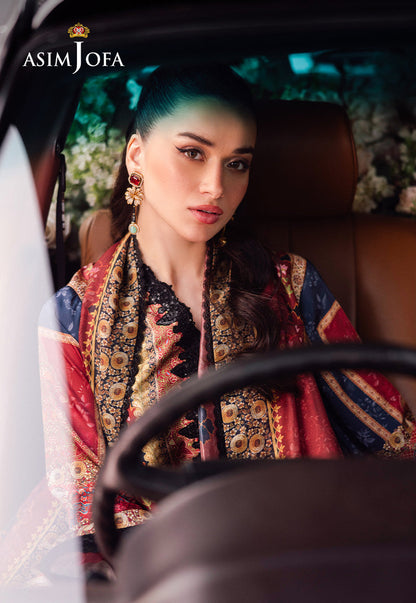 AJRS-05 DIGITALLY PRINTED EMBROIDERED BLENDED SILK 3 PCS